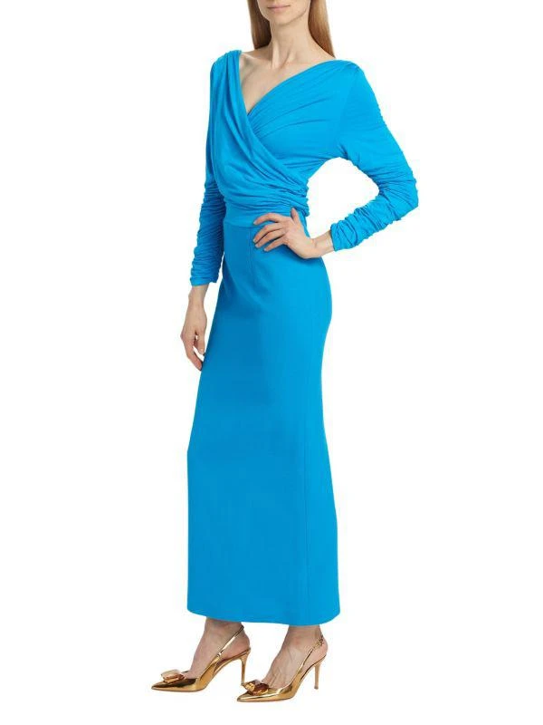 Sergio Hudson Gathered Jersey & Crepe Maxi-Dress 3