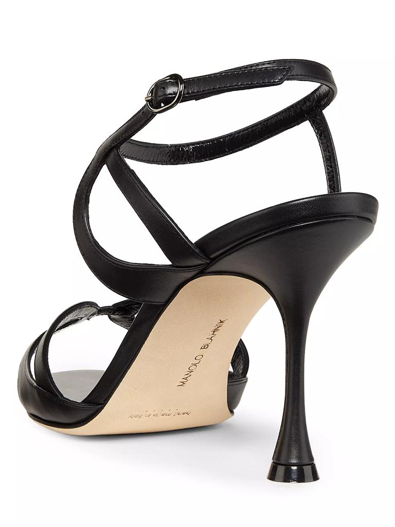 Manolo Blahnik Elfa 90MM Leather Sandals - Shoes - Free