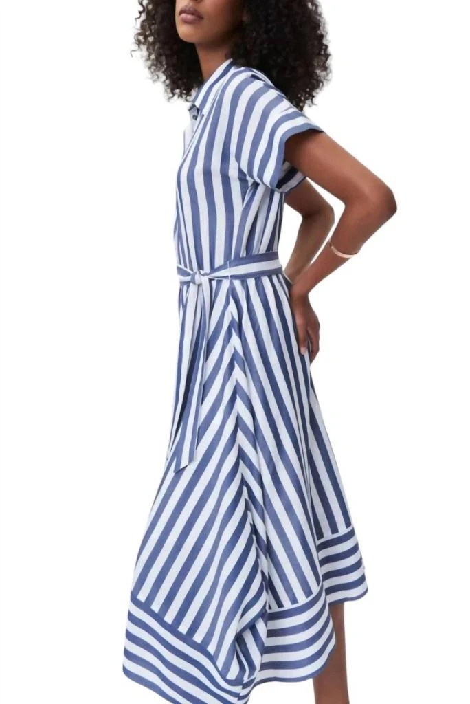 JOSEPH RIBKOFF Fit And Flare Striped Flowy Dress In Blue/shite 2