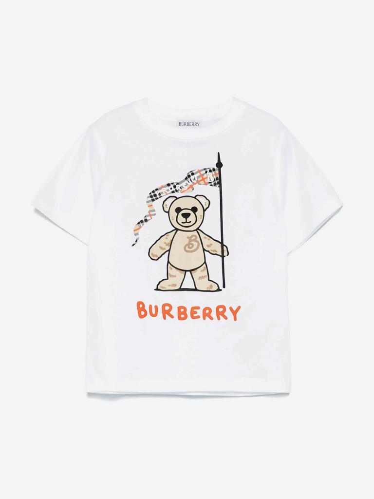 Burberry Burberry Kids Cedar Bear Flag T-Shirt in Ivory