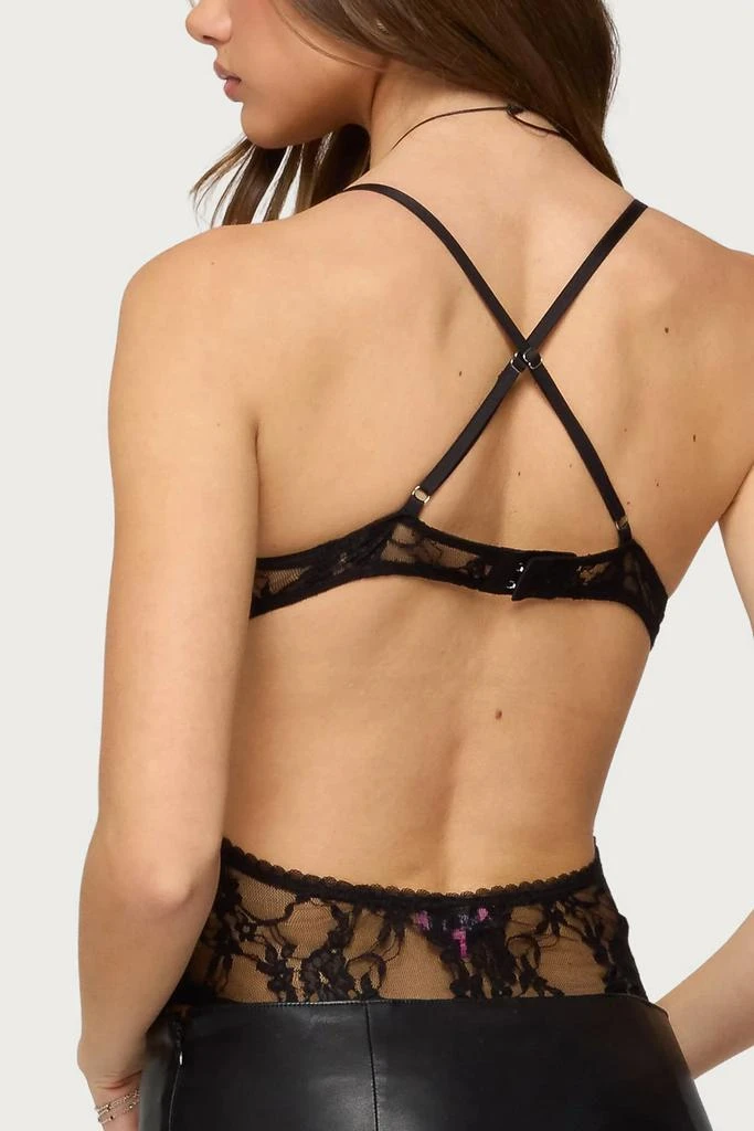 Edikted Edikted Liona Plunge Neck Sheer Lace Bodysuit 5