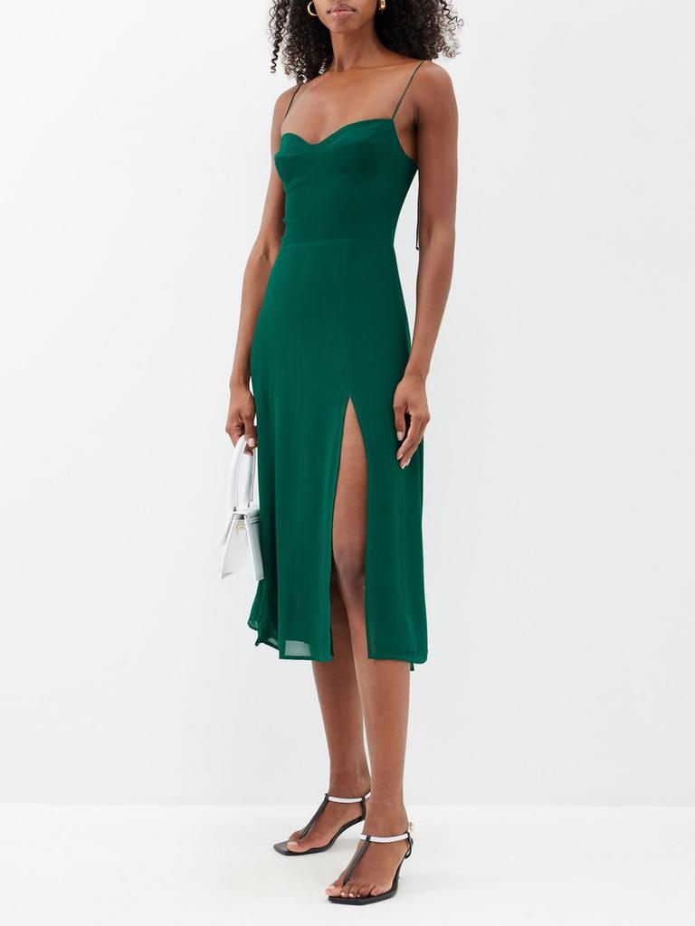 Reformation Juliette side-slit crepe midi dress