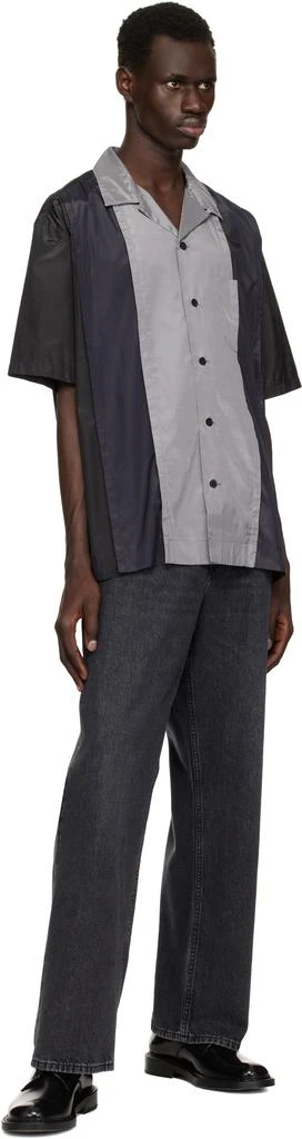 Toga Virilis Black & Navy Polyester Cotton Taffeta Shirt 4