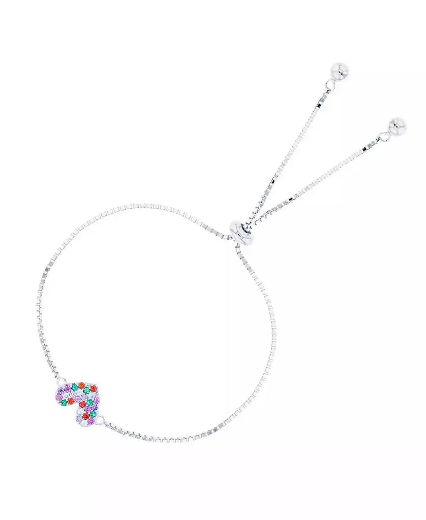 Macy's Cubic Zirconia Micro Pave Heart Adjustable Bolo Bracelet in Sterling Silver (Also in 14k Gold Over Silver)