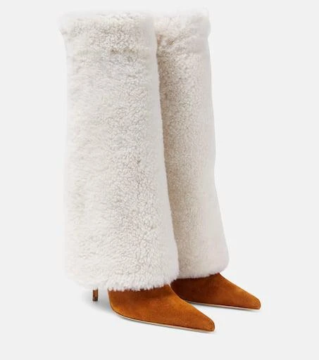 Magda Butrym Shearling and suede knee-high boots 1