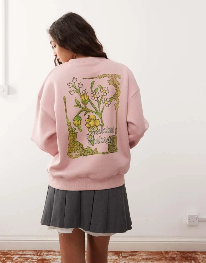 Reclaimed Vintage Reclaimed Vintage sweatshirt with gothic floral print in pink 1