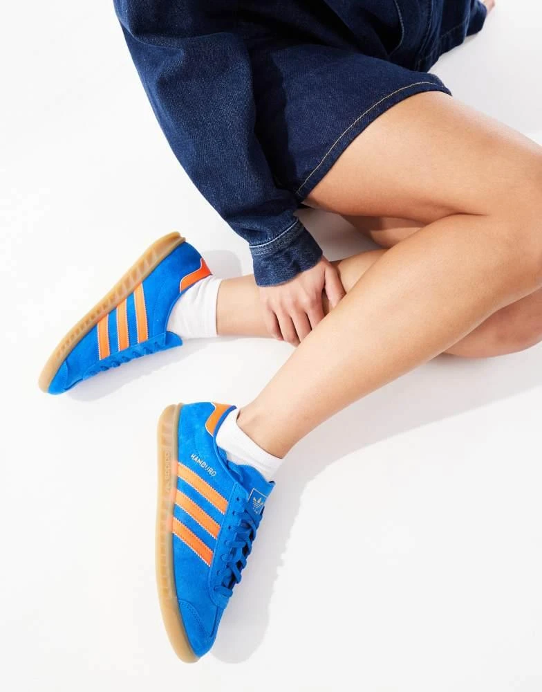 Adidas adidas Originals Hamburg trainers in blue and orange 1