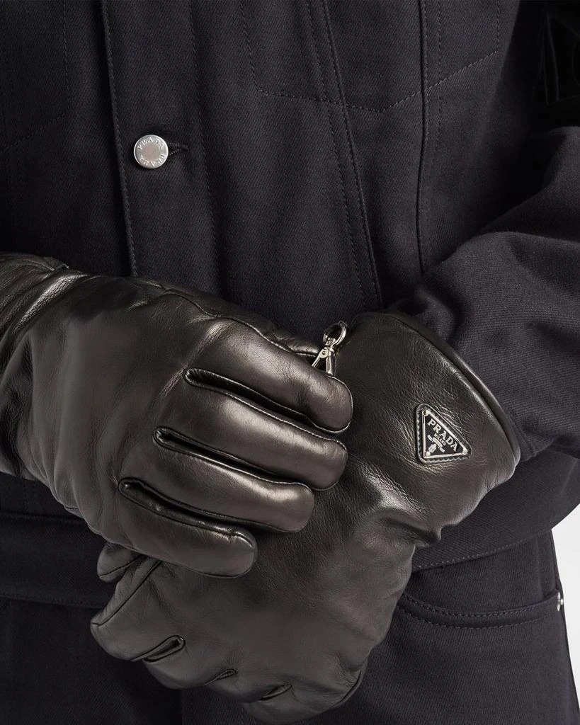 Prada Men
s Triangle Logo Leather Gloves 2