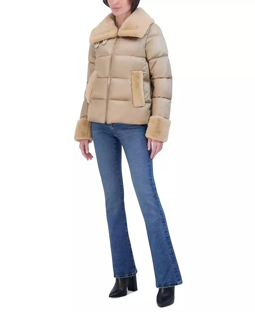 Laundry by Shelli Segal Women
s Shine Faux-Fur-Trim Puffer Coat 3