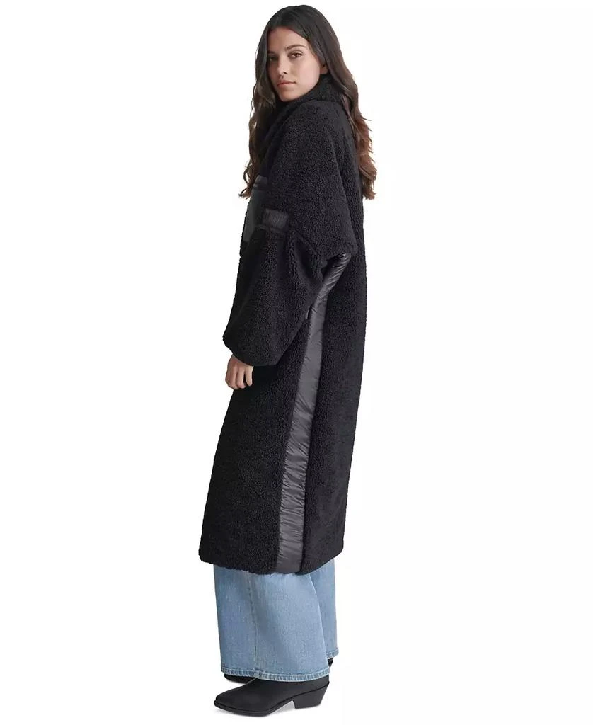 DKNY Women's Sherpa Fleece Contrast-Trim Zip-Front Coat 3