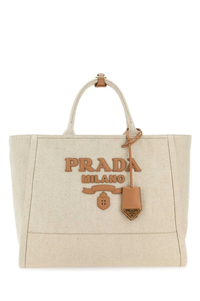 Prada SAND CANVAS SHOPPING BAG 1