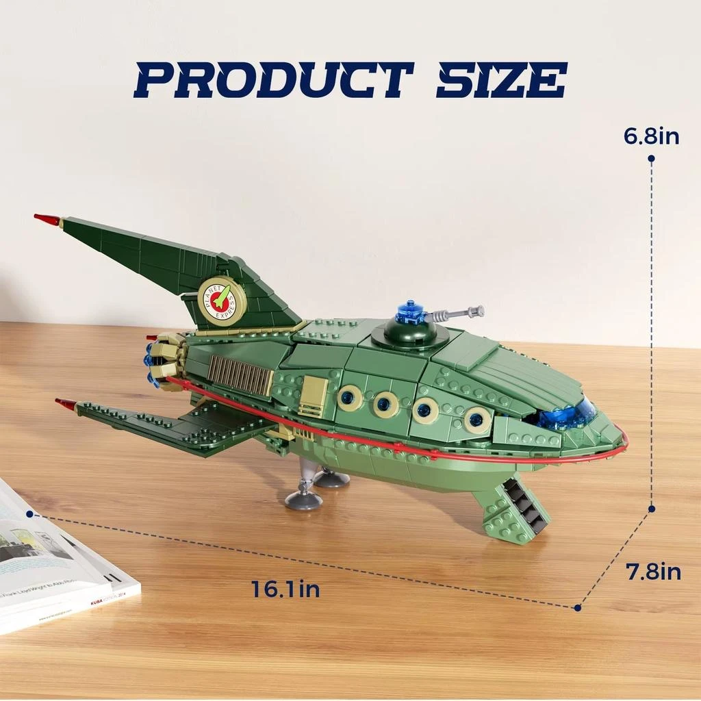 BuildMoc Back to the Future Planet Express Spaceship Building Blocks Set - 928 PCS Model Kit for Home Decor and Gifts for Fans and Children