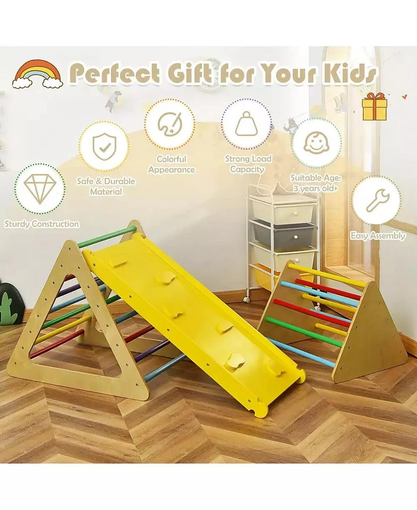 SKONYON 3 in 1 Wooden Set of 2 Triangle Climber with Ramp for Slid 8