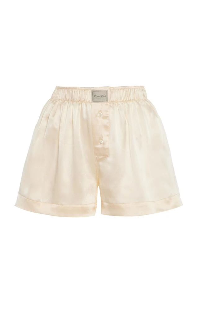 Comme Si Comme Si - Classica Silk Charmeuse Boxer Shorts - Ivory - L - Moda Operandi 1