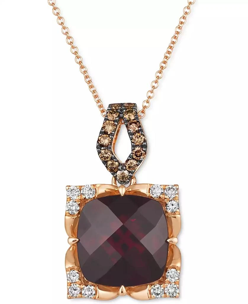 Le Vian Pomegranate Garnet (5-1/4 ct. t.w.) 
Diamond (5/8 ct. t.w.) Adjustable 20" Pendant Necklace in 14k Rose Gold 1