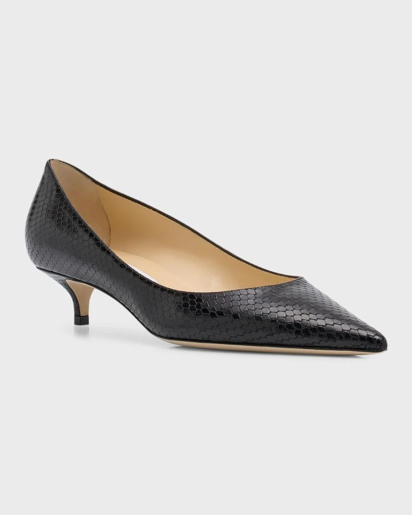 Jimmy Choo Amelia Snake Printed Kitten-Heel Pumps 3