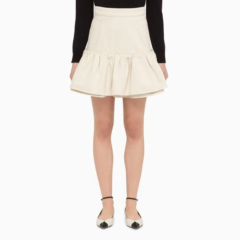 PATOU White cotton flounced mini skirt 1