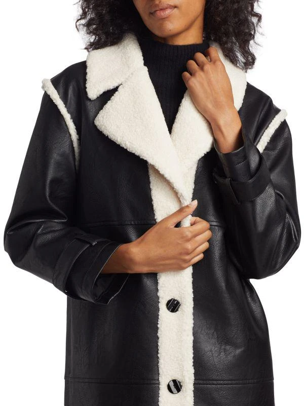 Tahari Faux Leather & Faux Fur Coat 4