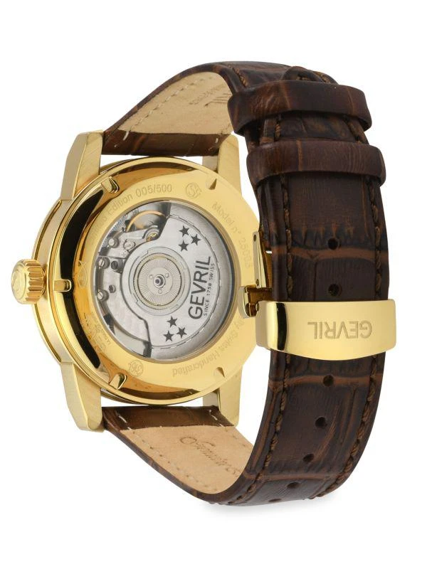 Gevril Madison 39MM Swiss Automatic Stainless Steel 
Leather Strap Watch 3