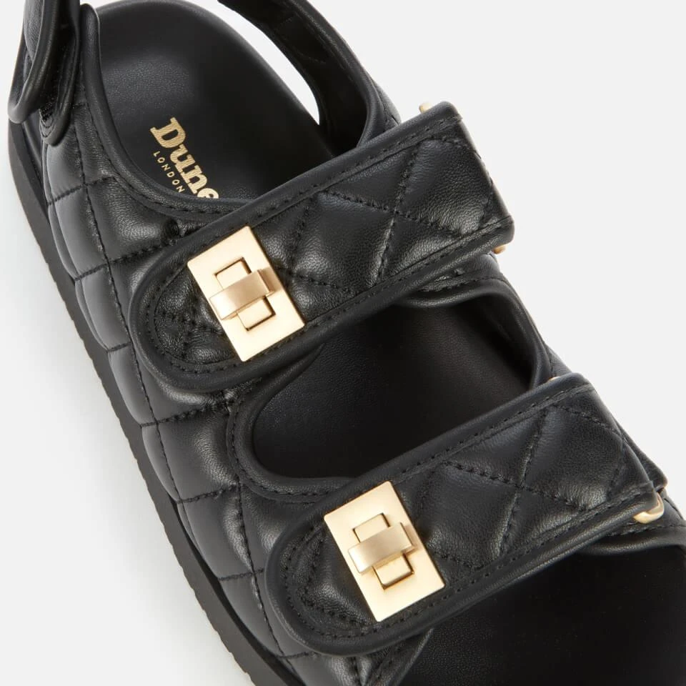 Dune DUNE WOMEN'S LOCKSTOCK LEATHER DOUBLE STRAP SANDALS - BLACK 4