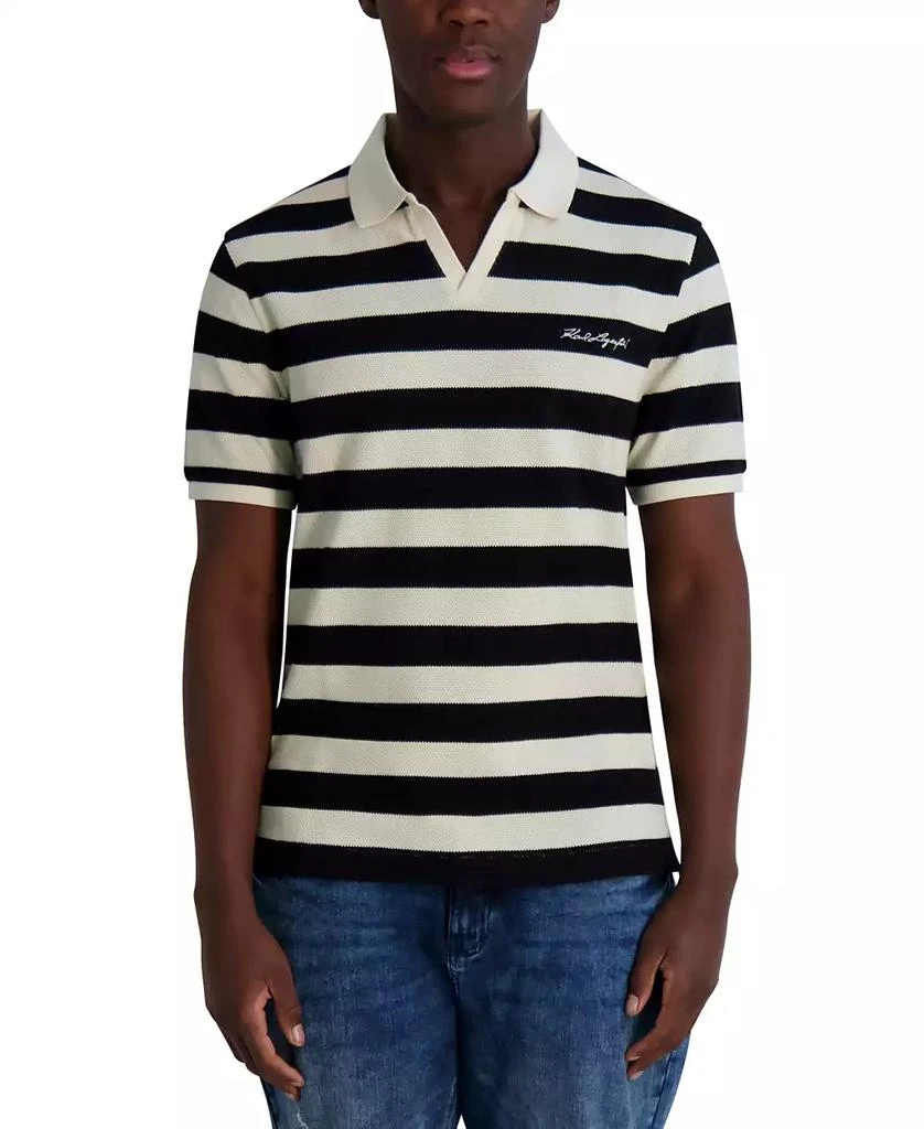 Karl Lagerfeld Paris KARL LAGEFELD PARIS Men's Regular-Fit Textured Stripe Polo Shirt 1