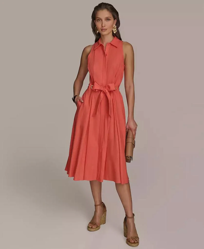 Donna Karan Women's Belted Linen Shirt Dress 5
