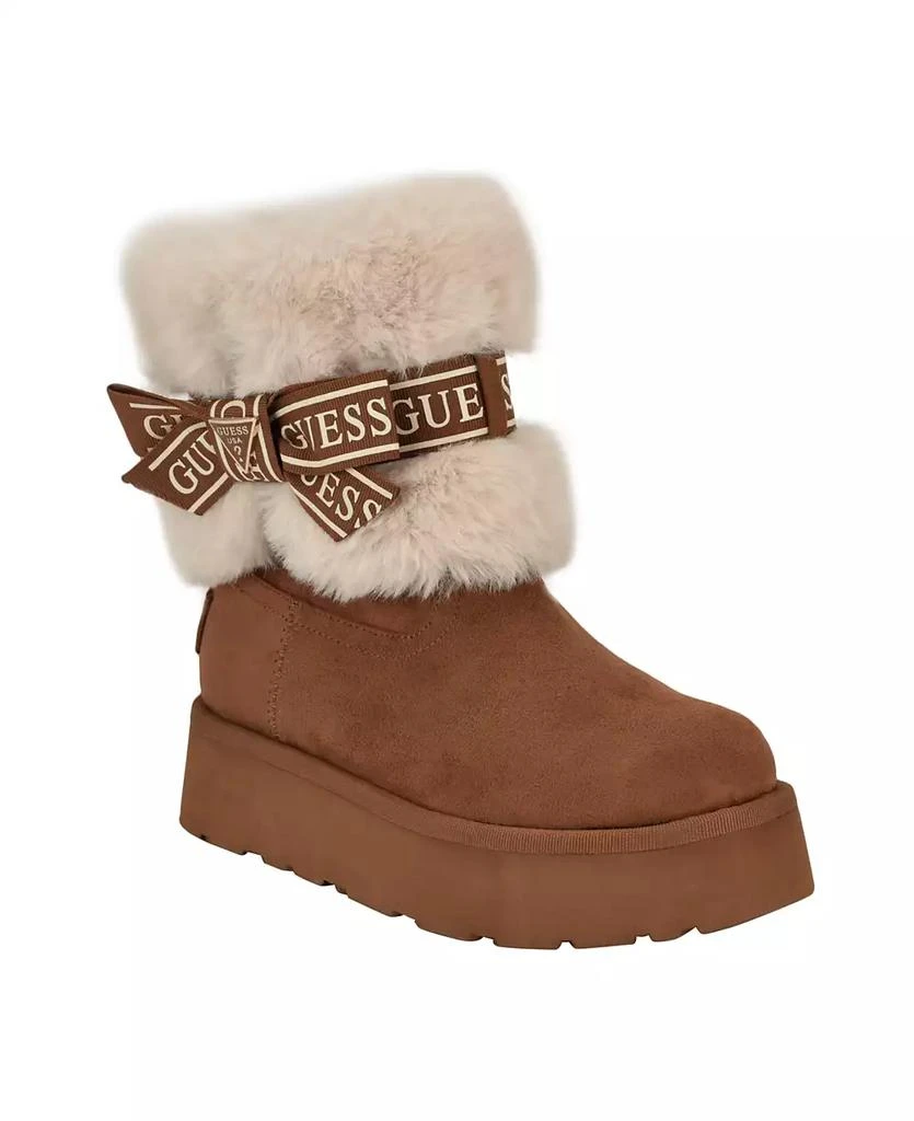 GUESS Women's Denla Cold Weather Faux Fur Cozy Booties 1