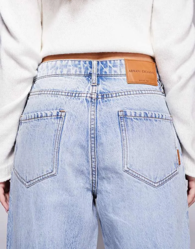 Armani Exchange Armani Exchange carrot tapered jeans in light blue 5