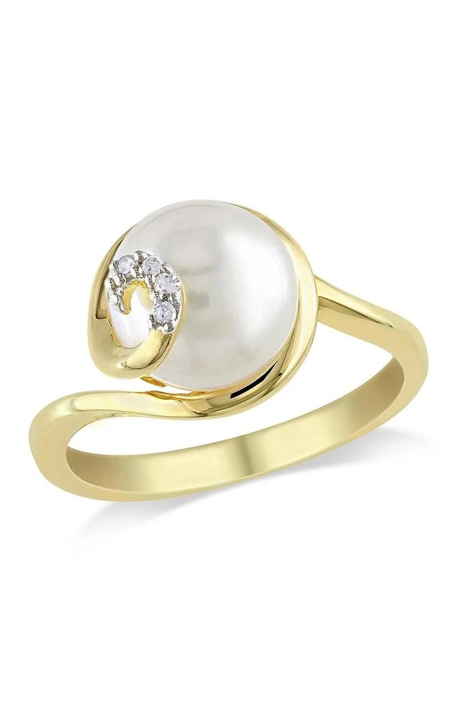 DELMAR Diamond 
White 9-9.5mm Freshwater Pearl Ring