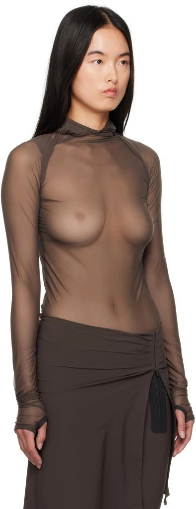 JOHANNA PARV Brown Mesh Hoodie 2