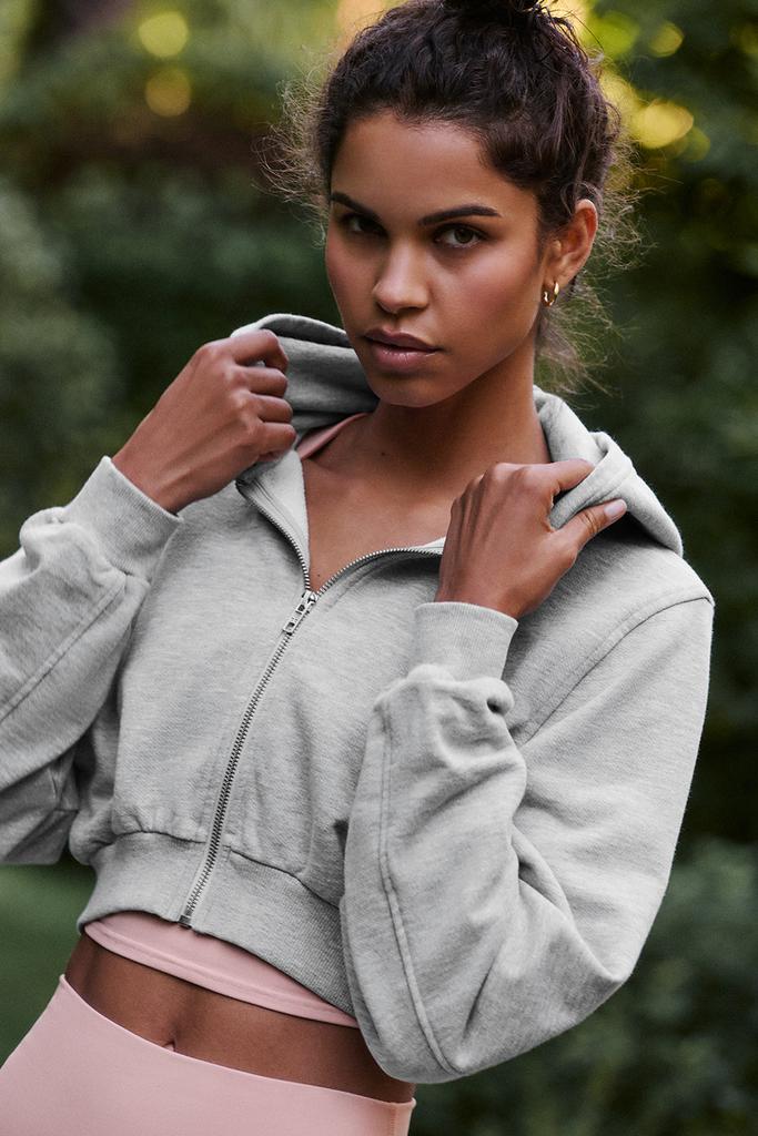 Alo Sweet Escape Zip Up Hoodie - Athletic Heather Grey