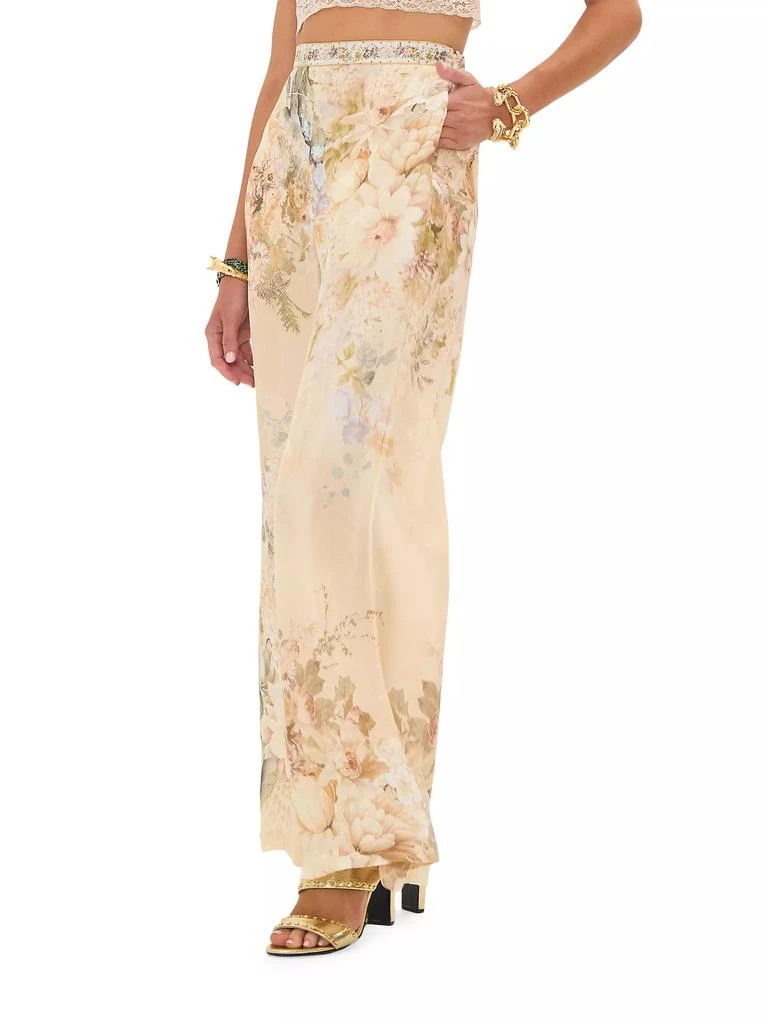Camilla Floral Silk-Blend Wide Leg Pants 5