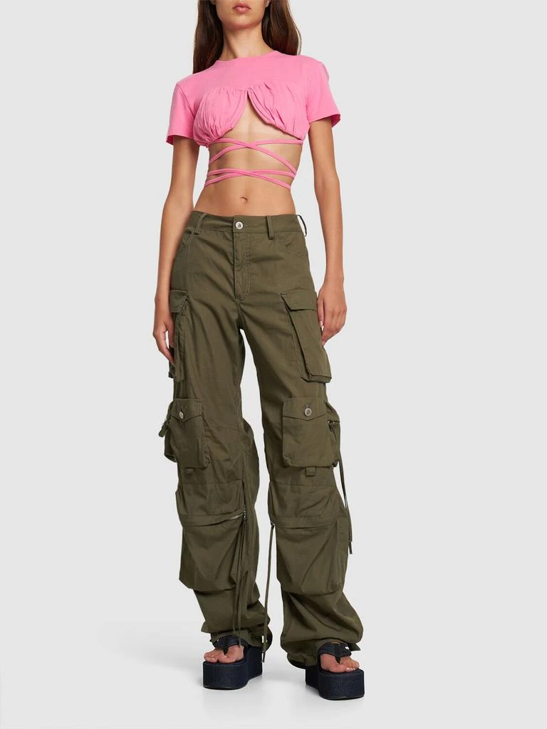 Jacquemus Le Tshirt Baci Cotton Self Tie Crop Top 1