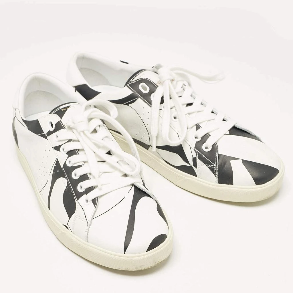 Celine Celine White/Black Print Leather Triomphe Sneakers Size 41 4