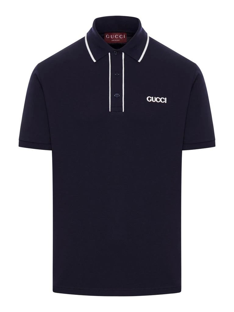 Gucci EMBROIDERED COTTON PIQUET POLO SHIRT 1