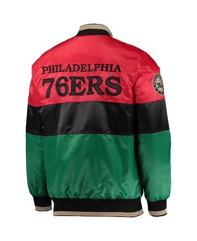 Starter Men's Red and Black and Green Philadelphia 76ers Black History Month NBA 75th Anniversary Full-Zip Jacket 4