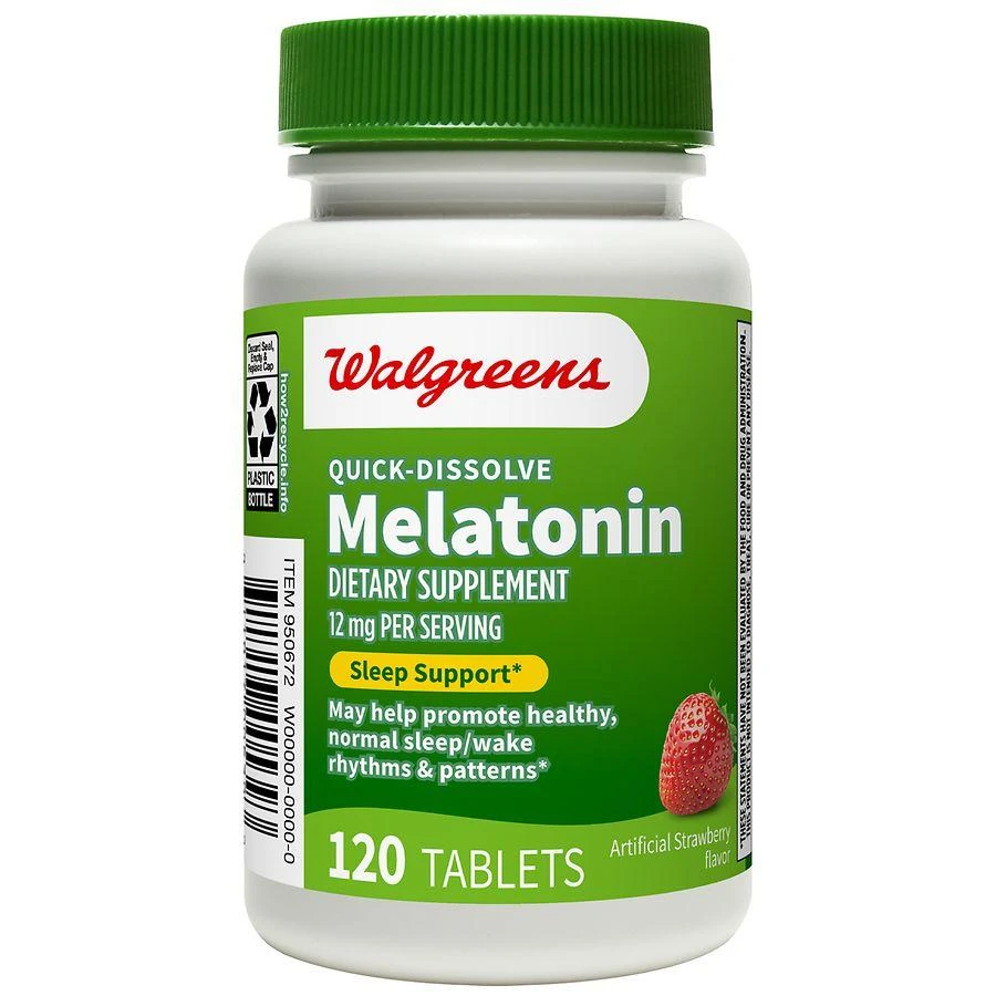 Walgreens Quick-Dissolve Melatonin 12 mg Tablets (120 days) Strawberry 1