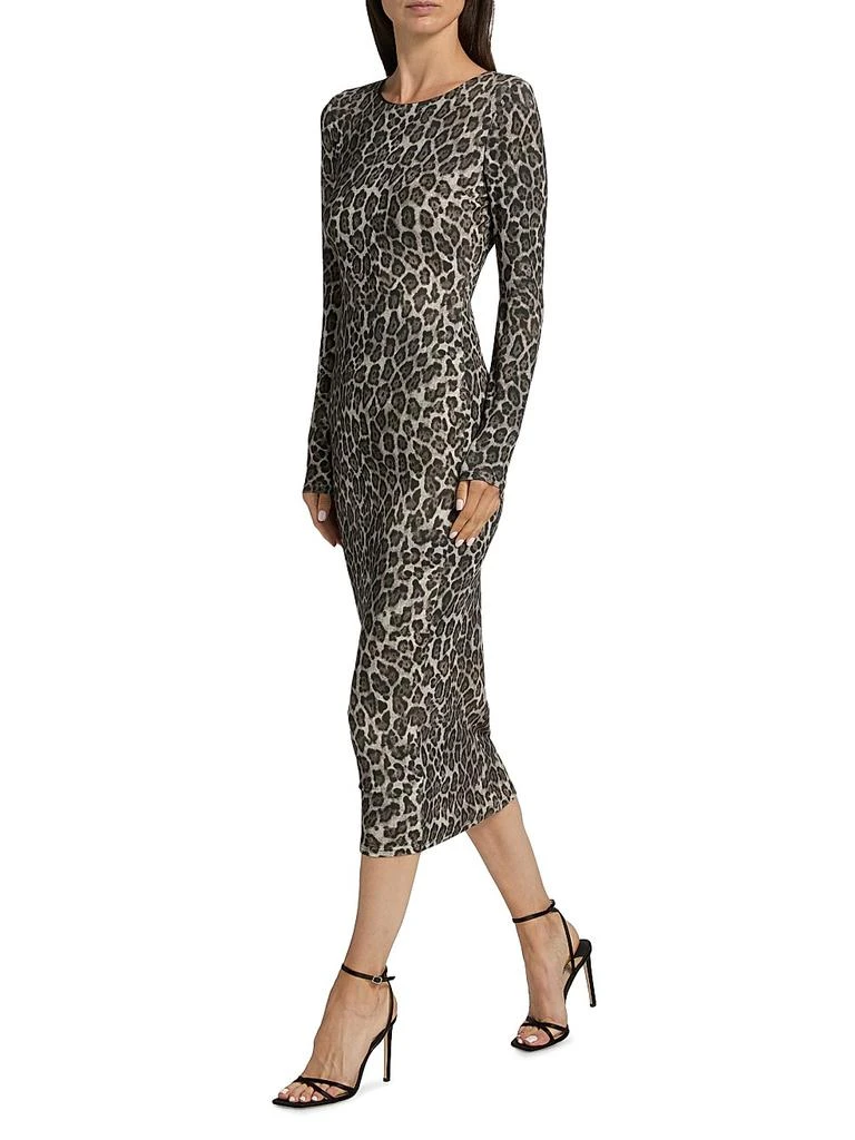 Milly Women's Leopard Print Jersey Midi-Dress - Grey Multi - Size 0 Milly Women's Leopard Print Jersey Midi-Dress - Grey Multi - Size 0