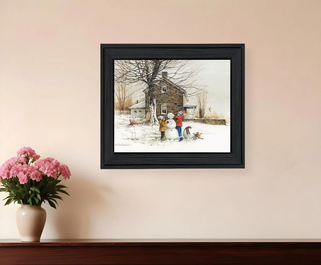 Hivvago The Joy of Snow 1 Black Framed Print Wall Art