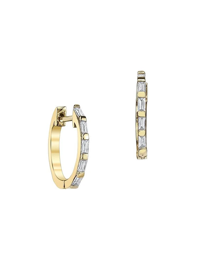 SHAY 18K Yellow Gold & Baguette Diamond Huggie Hoop Earrings 1