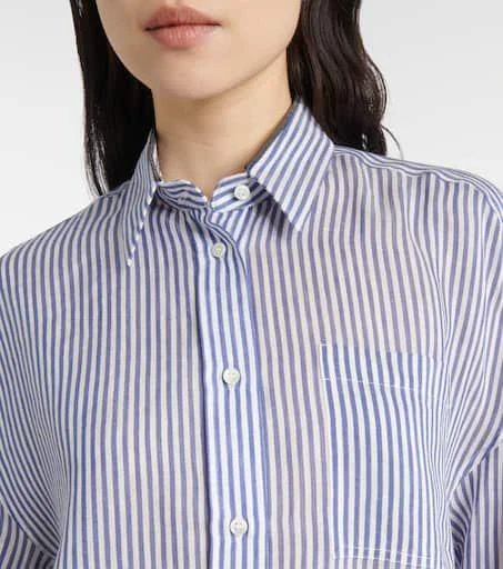 Brunello Cucinelli Monili striped linen and silk organza shirt 4