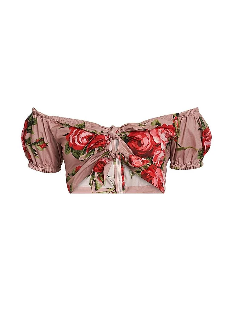 Dolce 
Gabbana Floral Off-The-Shoulder Cotton Crop Top