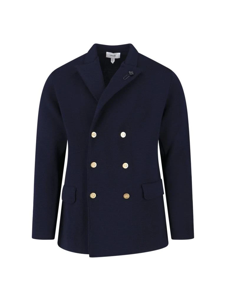 LARDINI Double-Breasted Wool Blazer – Navy Blue