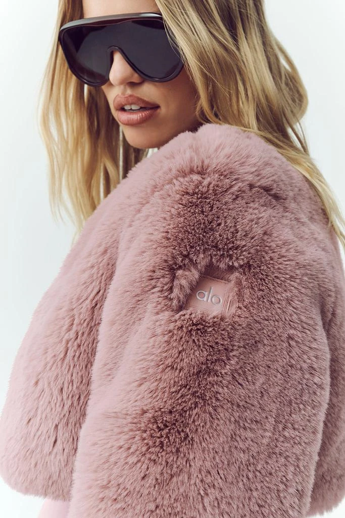Alo Faux Fur Chic Cropped Jacket - Pink Champagne 4