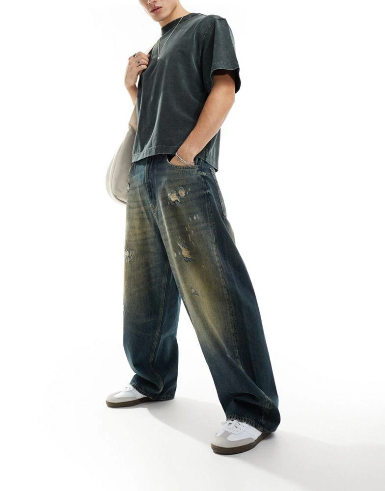 Pull&Bear Pull&bear super baggy jeans in washed blue 1