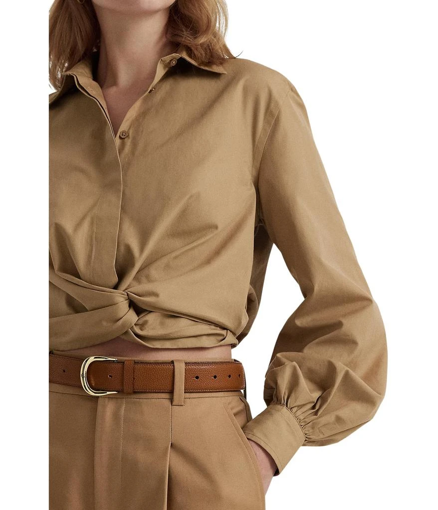 LAUREN Ralph Lauren Twist-Front Broadcloth Cropped Shirt 3