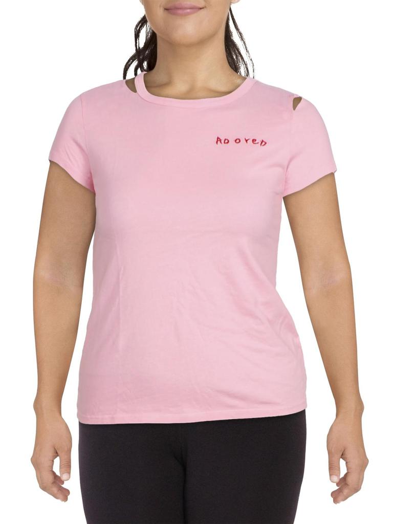 Pam & Gela Womens Distressed Cotton T-Shirt
