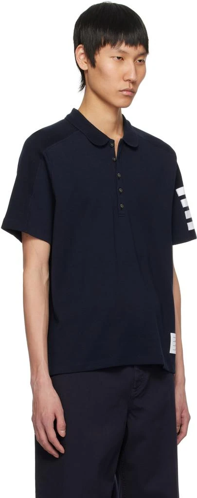 Thom Browne Navy Cotton 4-Bar Short Sleeve Polo 2