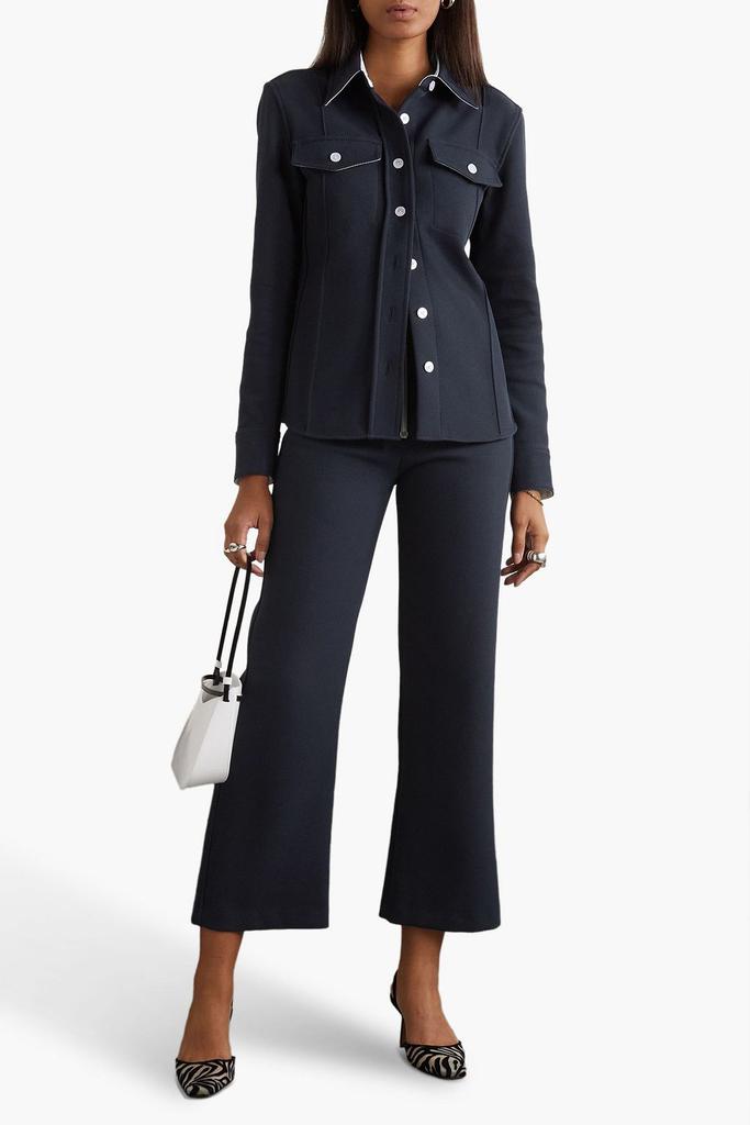 Meryll Rogge Zip-detailed cotton-blend gabardine straight-leg pants