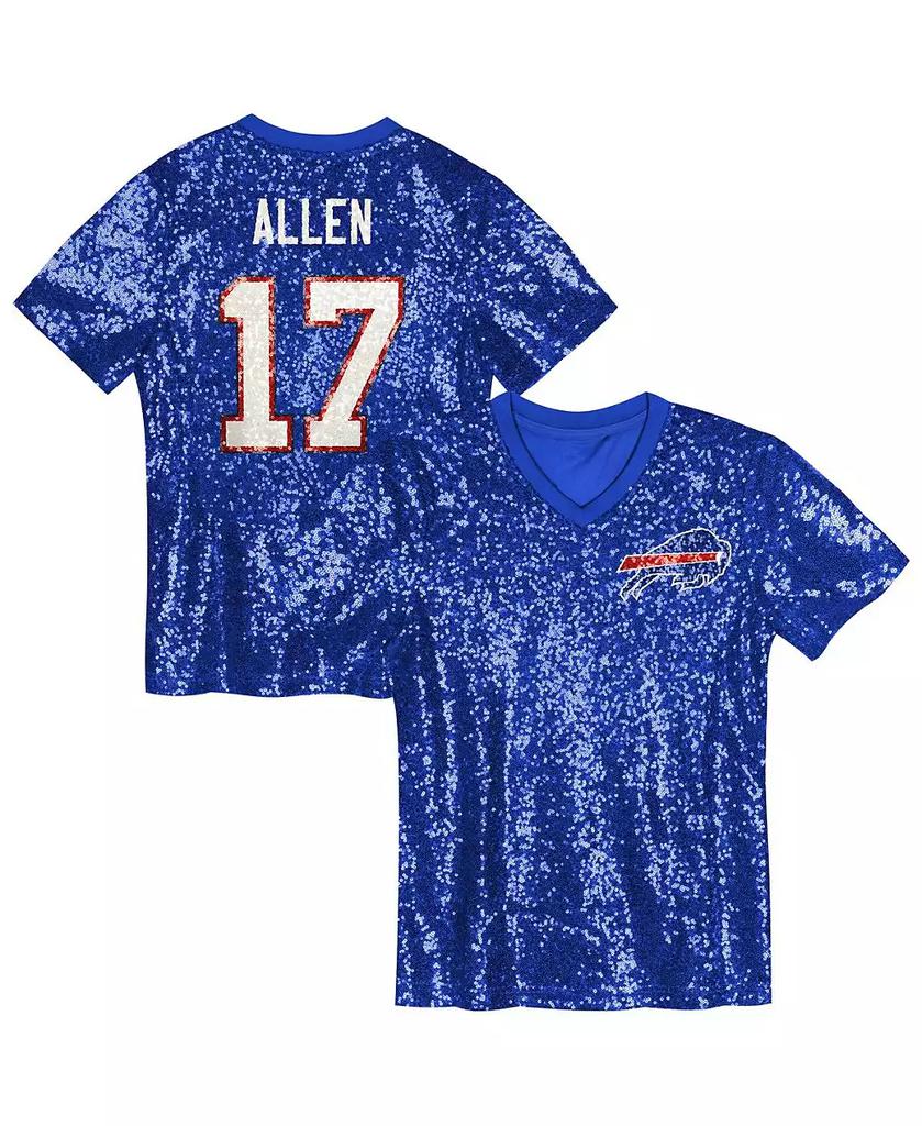 Outerstuff Big Girls Josh Allen Royal Buffalo Bills Sequin V-Neck Fashion Jersey